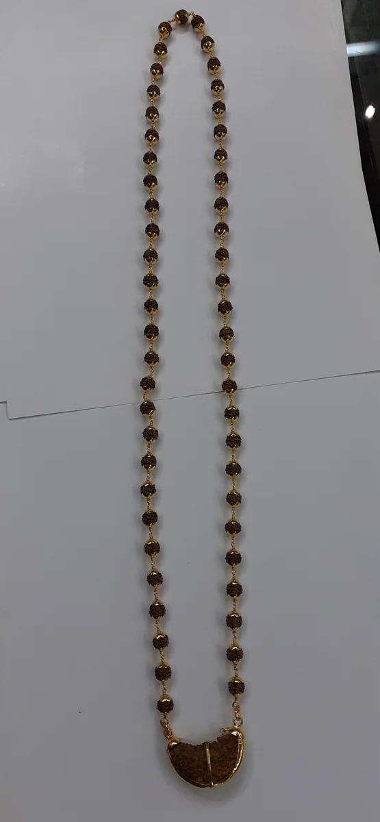 Panchamukhi Rudraksha Mala with Gold Caps from Sri Karpagambal Jewellery