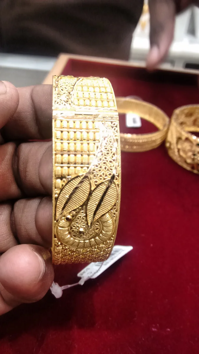 Heritage Nakshi Work Gold Bangle Pair from Sri Karpagambal Jewellery