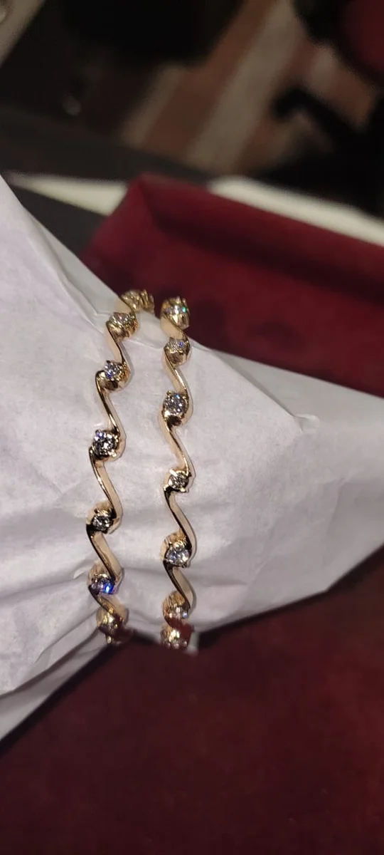 Handcrafted Wave Diamond Bangles Pair from Sri Karpagambal Jewellery