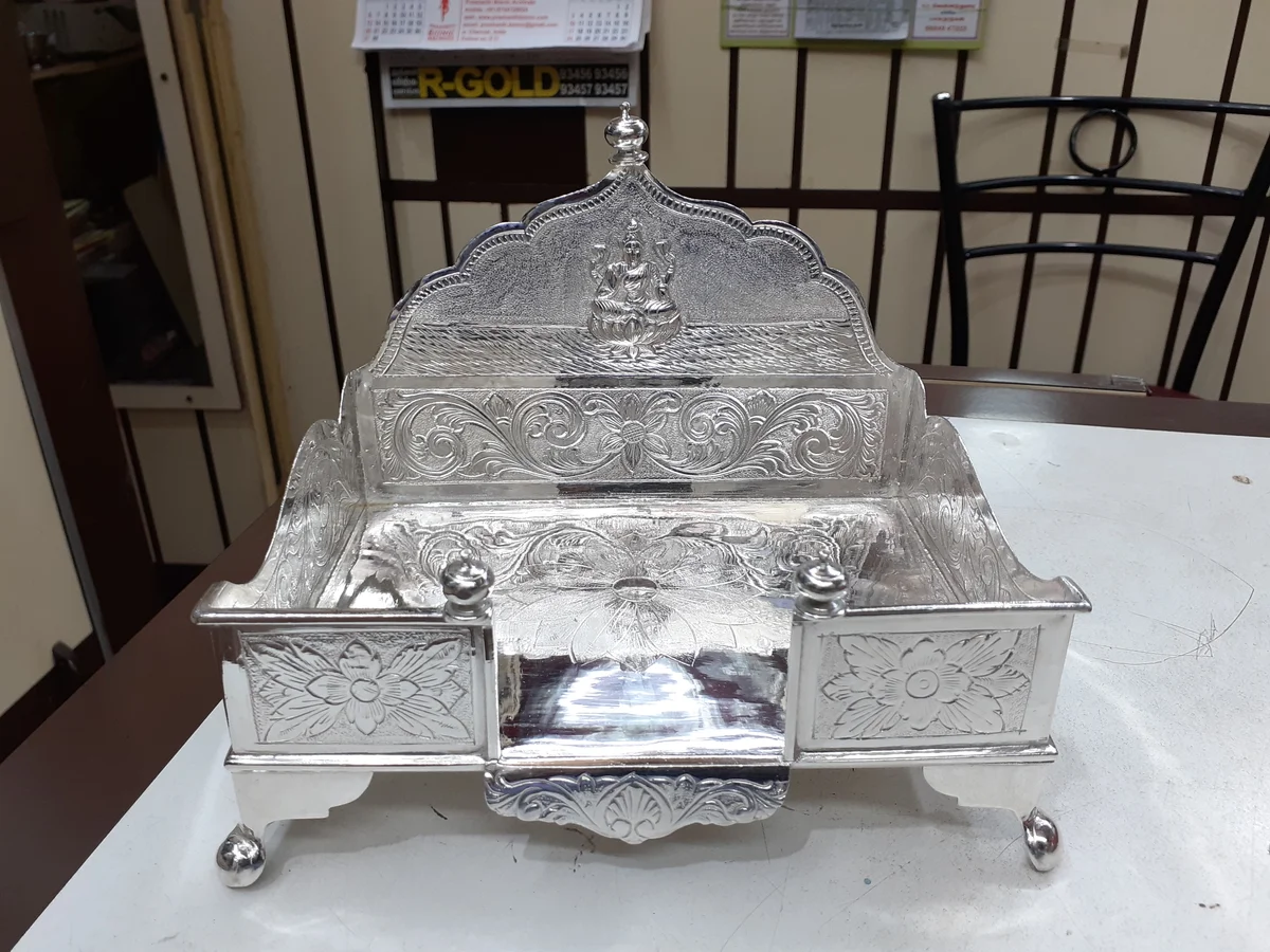Embossed Silver Pooja Thali Plate from Sri Karpagambal Jewellery