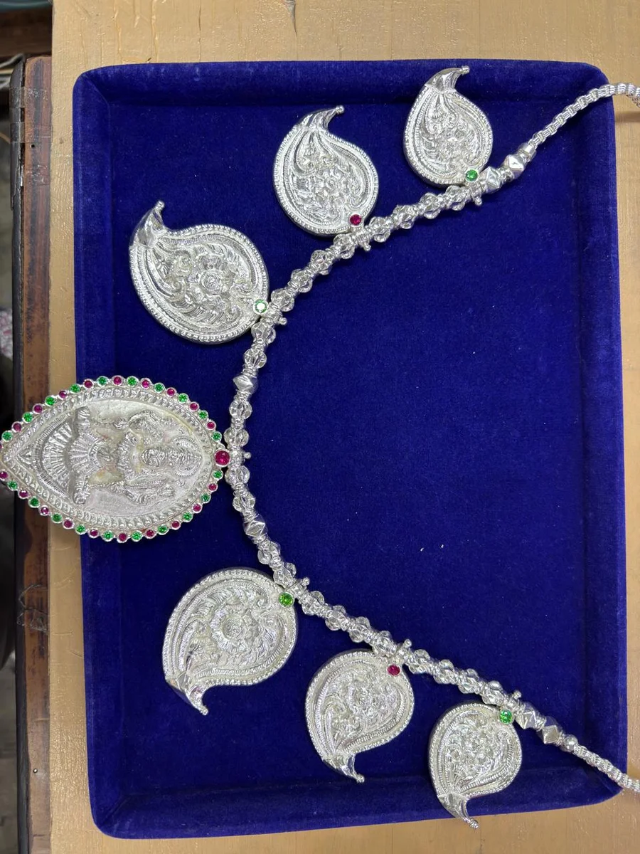 Pure Silver Temple Deity Lakshmi Manga Haram from Sri Karpagambal Jewellery