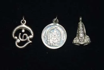 Sacred Tamil Om, Vignaharta Ganesha & Balaji Silver Pendants from Sri Karpagambal Jewellery